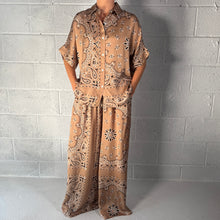 Load image into Gallery viewer, ‘ICED LATTE’ TAN BANDANA SILK SHIRT CO-ORD
