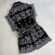Load image into Gallery viewer, PREORDER ‘MIDNIGHT’ BANDANA KNIT BELTED LONGLINE SLEEVELESS CARDIGAN