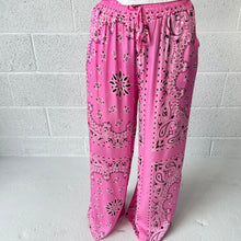 Load image into Gallery viewer, ‘FLAMINGO’ PINK BANDANA SILK TROUSERS CO-ORD