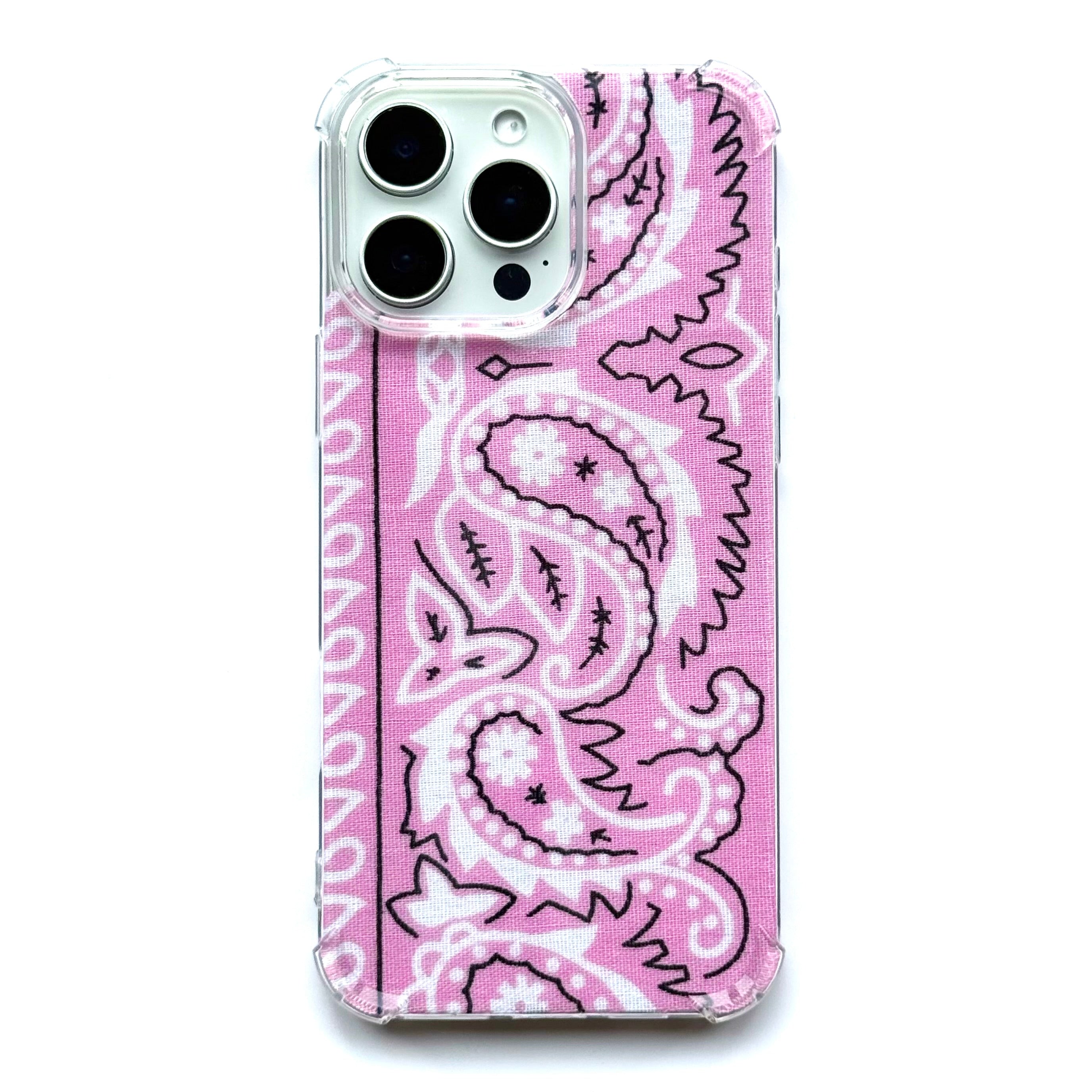 PINK EMBROIDERED BANDANA PHONE INSERT WITH CASE