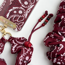 Load image into Gallery viewer, BURGUNDY BANDANA ADJUSTABLE CROSSBODY PHONE STRAP