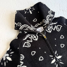 Load image into Gallery viewer, ‘INKED’ BANDANA KNIT ZIP UP HIGH NECK CARDIGAN