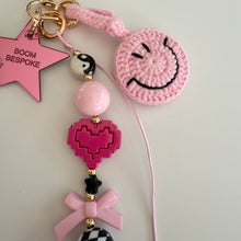 Load image into Gallery viewer, PINK SMILEY BOOM BESPOKE BAG CHARM/KEYRING