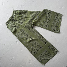 Load image into Gallery viewer, ‘ALOE’ GREEN BANDANA SILK TROUSERS CO-ORD
