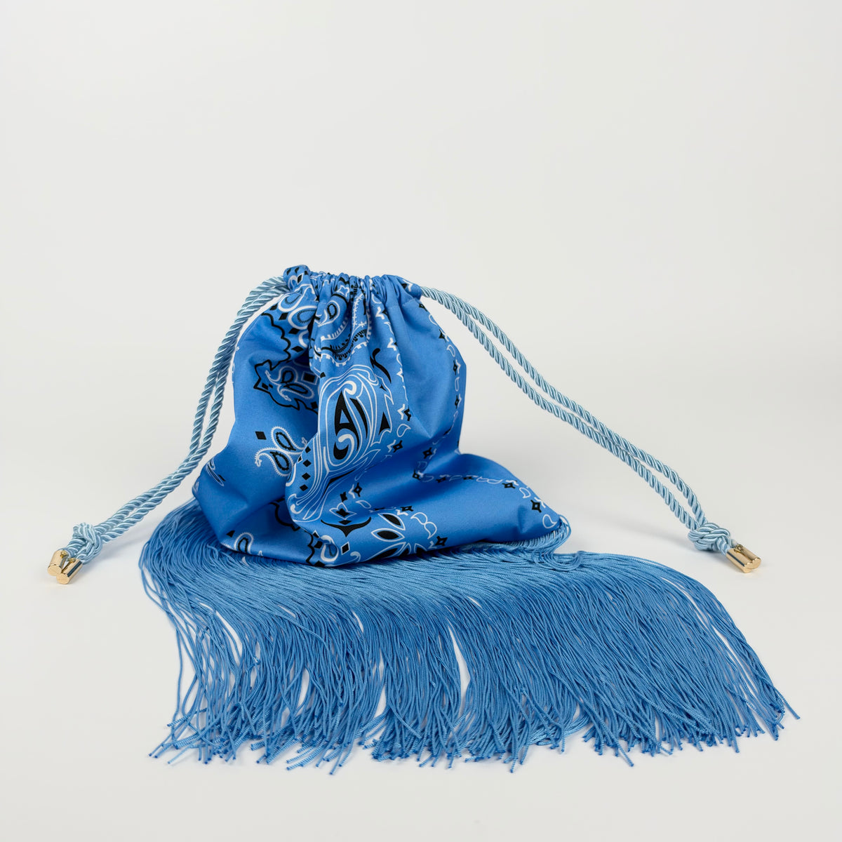 THE NANAN BLUE FRINGE POUCH BAG