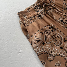 Load image into Gallery viewer, ‘ICED LATTE’ TAN BANDANA SILK TROUSERS CO-ORD