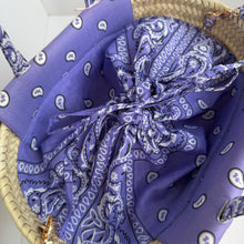Load image into Gallery viewer, TWELVE ‘SORBET’ LILAC BANDANA BASKET BAG BY BOOM BESPOKE
