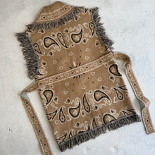Load image into Gallery viewer, PREORDER ‘LATTE’ BANDANA KNIT BELTED LONGLINE SLEEVELESS CARDIGAN