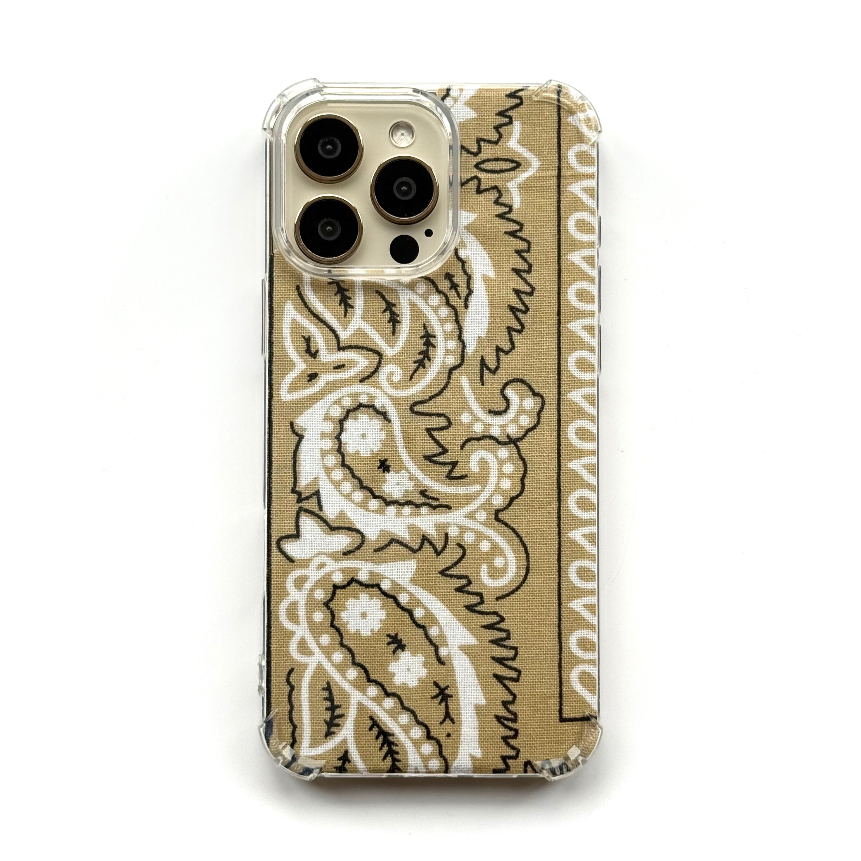 BEIGE EMBROIDERED BANDANA PHONE INSERT WITH CASE