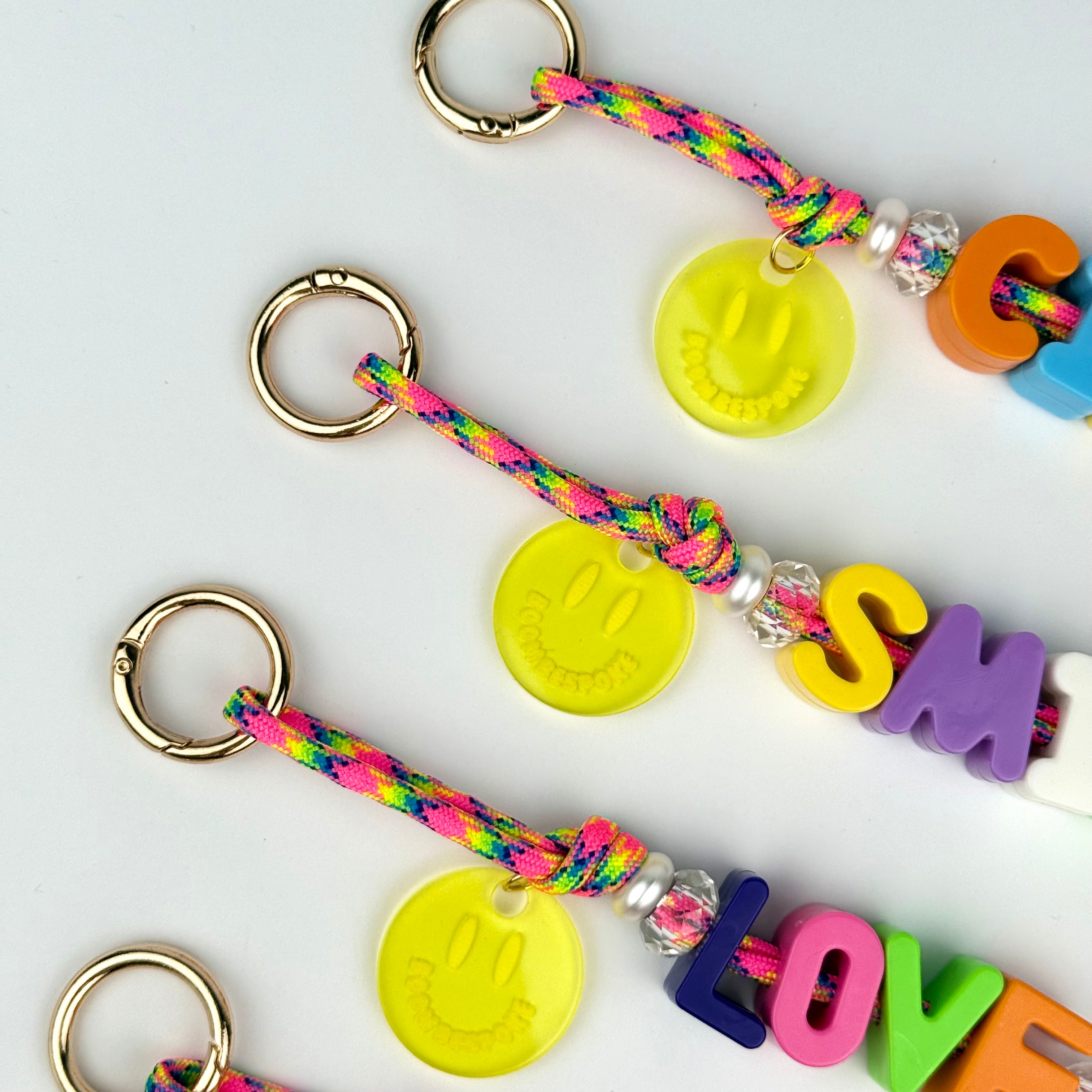 ´RAINBOW🌈 RUSH’ CHUNKY LETTER CORD BEADED BAG CHARM BY BOOM BESPOKE