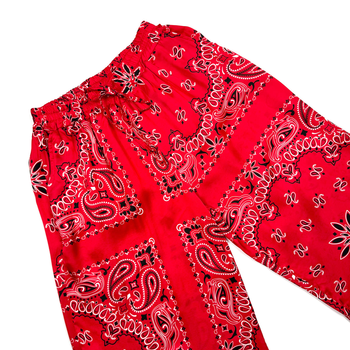 ‘CHERRY’ RED BANDANA SILK TROUSERS CO-ORD