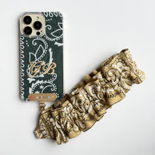 Load image into Gallery viewer, BEIGE RUFFLE BANDANA WRISTLET PHONE STRAP