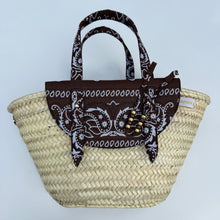 Load image into Gallery viewer, ‘ESPRESSO’ BROWN BANDANA BASKET BAG BY BOOM BESPOKE