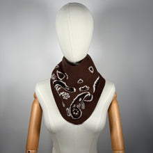 Load image into Gallery viewer, ‘ESPRESSO’ BANDANA KNIT TRIANGLE SCARF ADD YOUR INITIALS