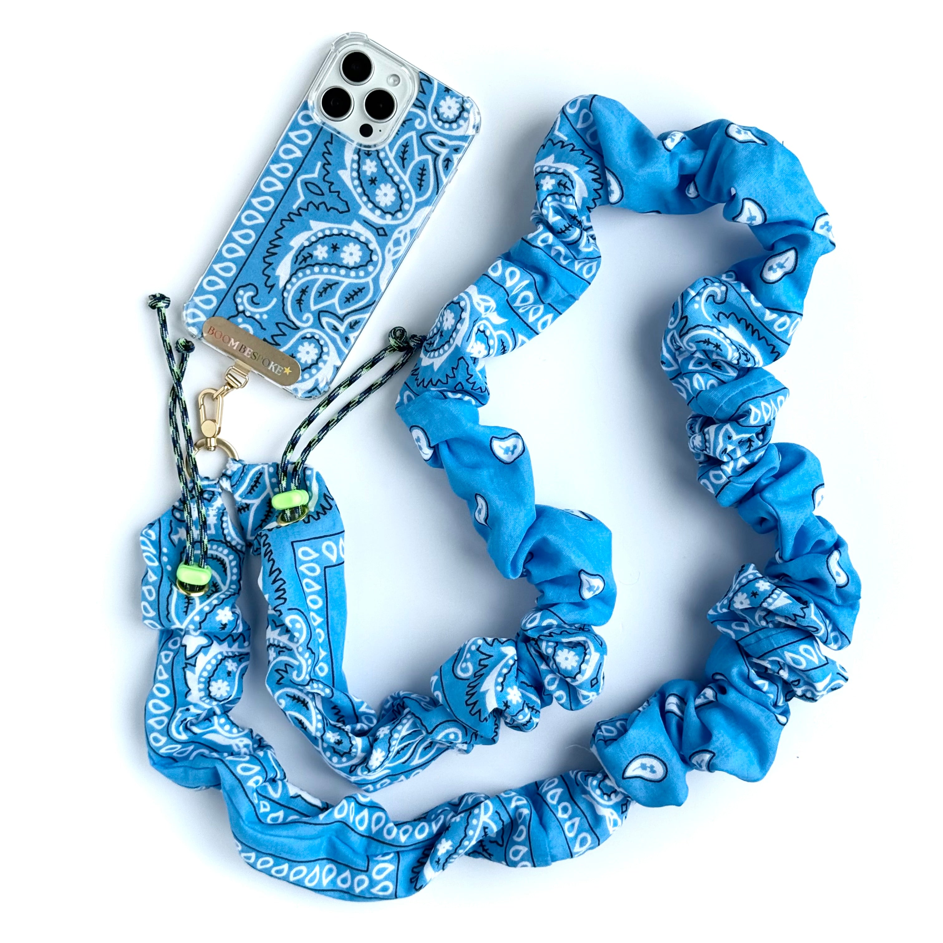 BLUE BANDANA ADJUSTABLE CROSSBODY PHONE STRAP