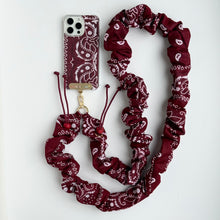 Load image into Gallery viewer, BURGUNDY BANDANA ADJUSTABLE CROSSBODY PHONE STRAP