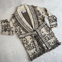Load image into Gallery viewer, ‘OAT’ BANDANA KNIT BELTED LONGLINE CARDIGAN