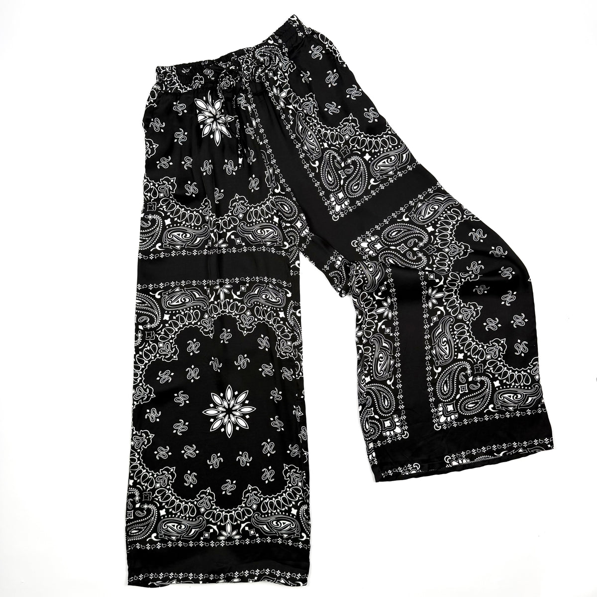 ‘INKED’ BLACK BANDANA SILK TROUSERS CO-ORD