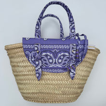 Load image into Gallery viewer, ‘SORBET’ LILAC BANDANA BASKET BAG BY BOOM BESPOKE