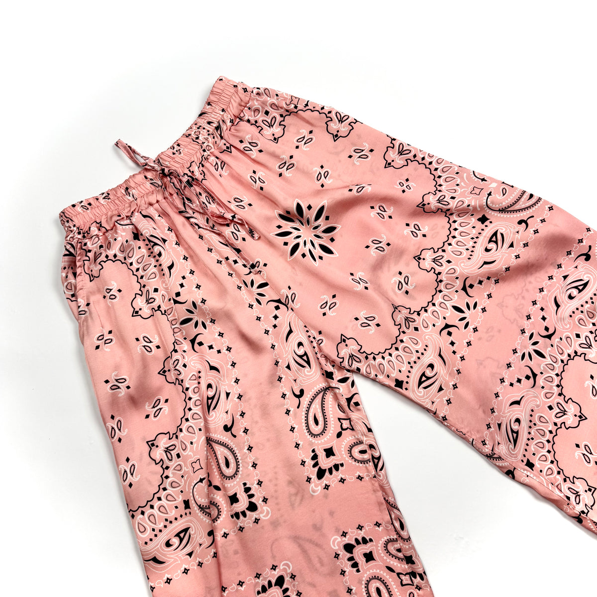 ‘ROSÉ’ PINK BANDANA SILK TROUSERS CO-ORD