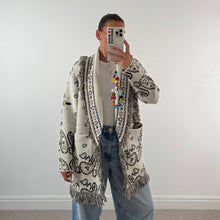 Load image into Gallery viewer, ‘OAT’ BANDANA KNIT BELTED LONGLINE CARDIGAN