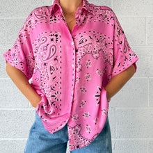 Load image into Gallery viewer, ‘FLAMINGO’ PINK BANDANA SILK SHIRT CO-ORD