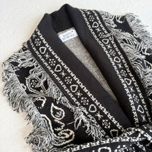 Load image into Gallery viewer, ‘INKED’ BANDANA KNIT BELTED LONGLINE SLEEVELESS CARDIGAN