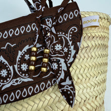 Load image into Gallery viewer, ‘ESPRESSO’ BROWN BANDANA BASKET BAG BY BOOM BESPOKE