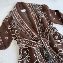 Load image into Gallery viewer, PREORDER ‘ESPRESSO’ BANDANA KNIT BELTED LONGLINE CARDIGAN
