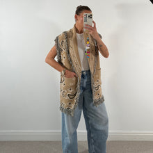Load image into Gallery viewer, PREORDER ‘LATTE’ BANDANA KNIT BELTED LONGLINE SLEEVELESS CARDIGAN