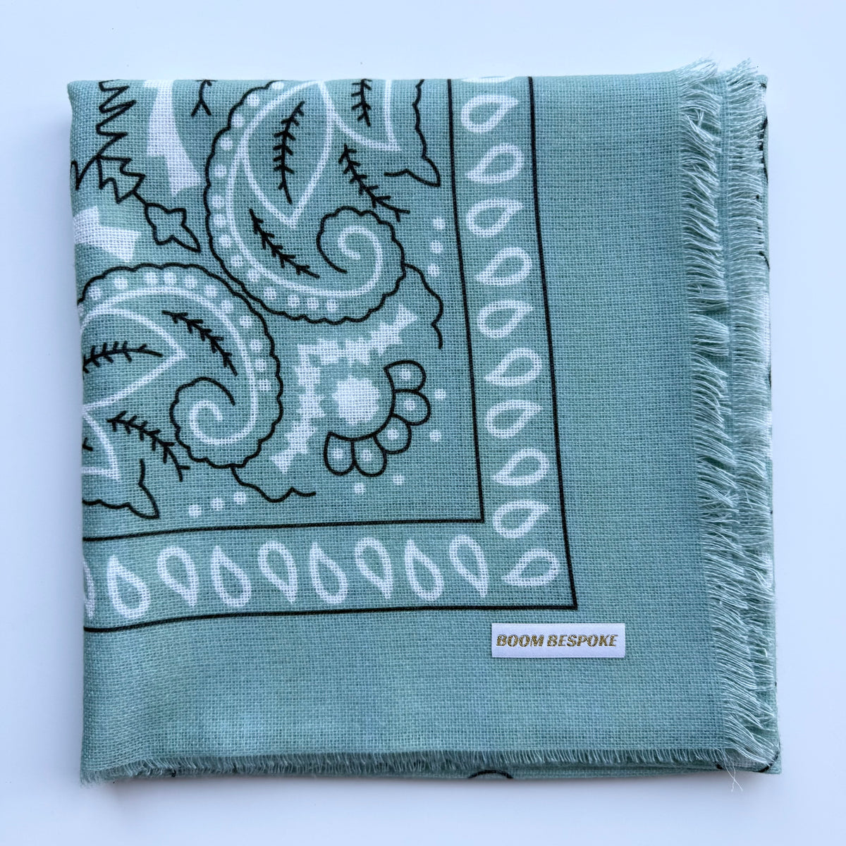 ‘SEA GLASS’ GREEN FINE KNIT BANDANA LARGE SCARF