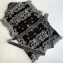 Load image into Gallery viewer, ‘INKED’ BANDANA KNIT BELTED LONGLINE SLEEVELESS CARDIGAN