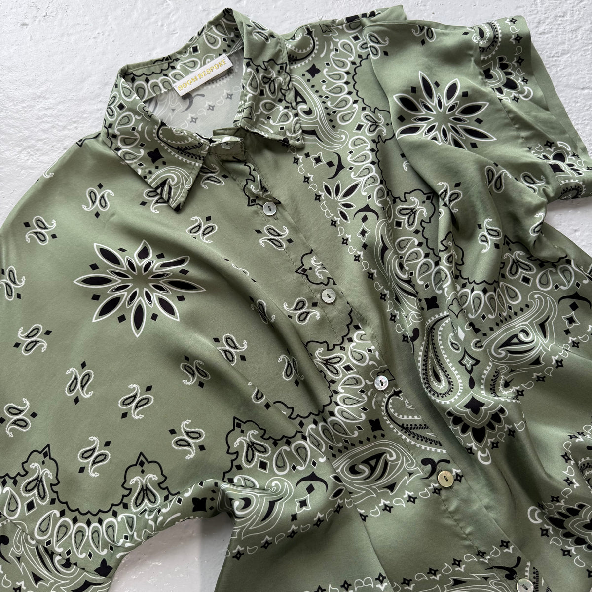 ‘CACTUS’ GREEN BANDANA SILK SHIRT CO-ORD