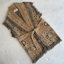 Load image into Gallery viewer, PREORDER ‘LATTE’ BANDANA KNIT BELTED LONGLINE SLEEVELESS CARDIGAN