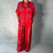 Load image into Gallery viewer, ‘CHERRY’ RED BANDANA SILK SHIRT CO-ORD