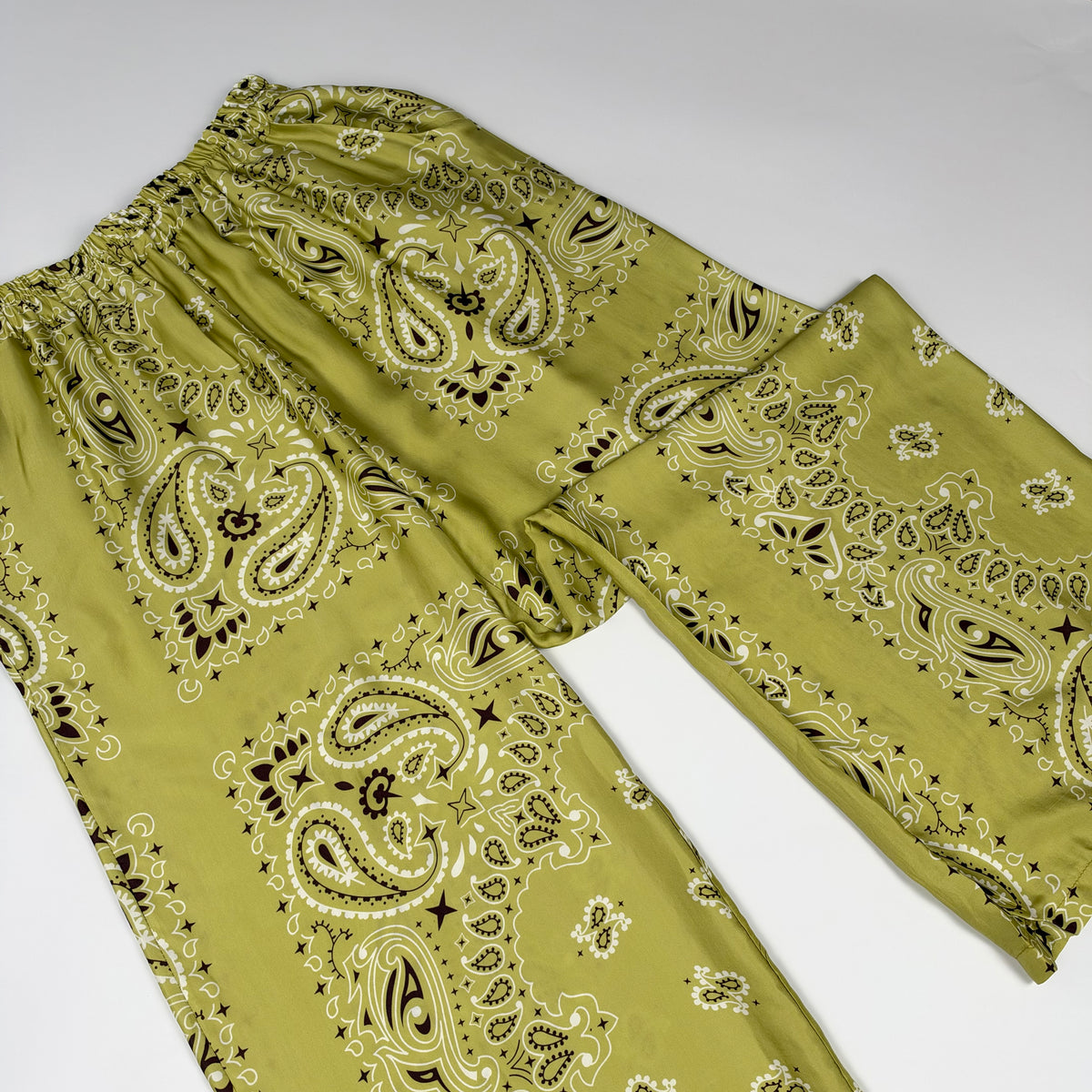 'LIME SORBET' GREEN BANDANA SILKY SHIRT & TROUSER SET
