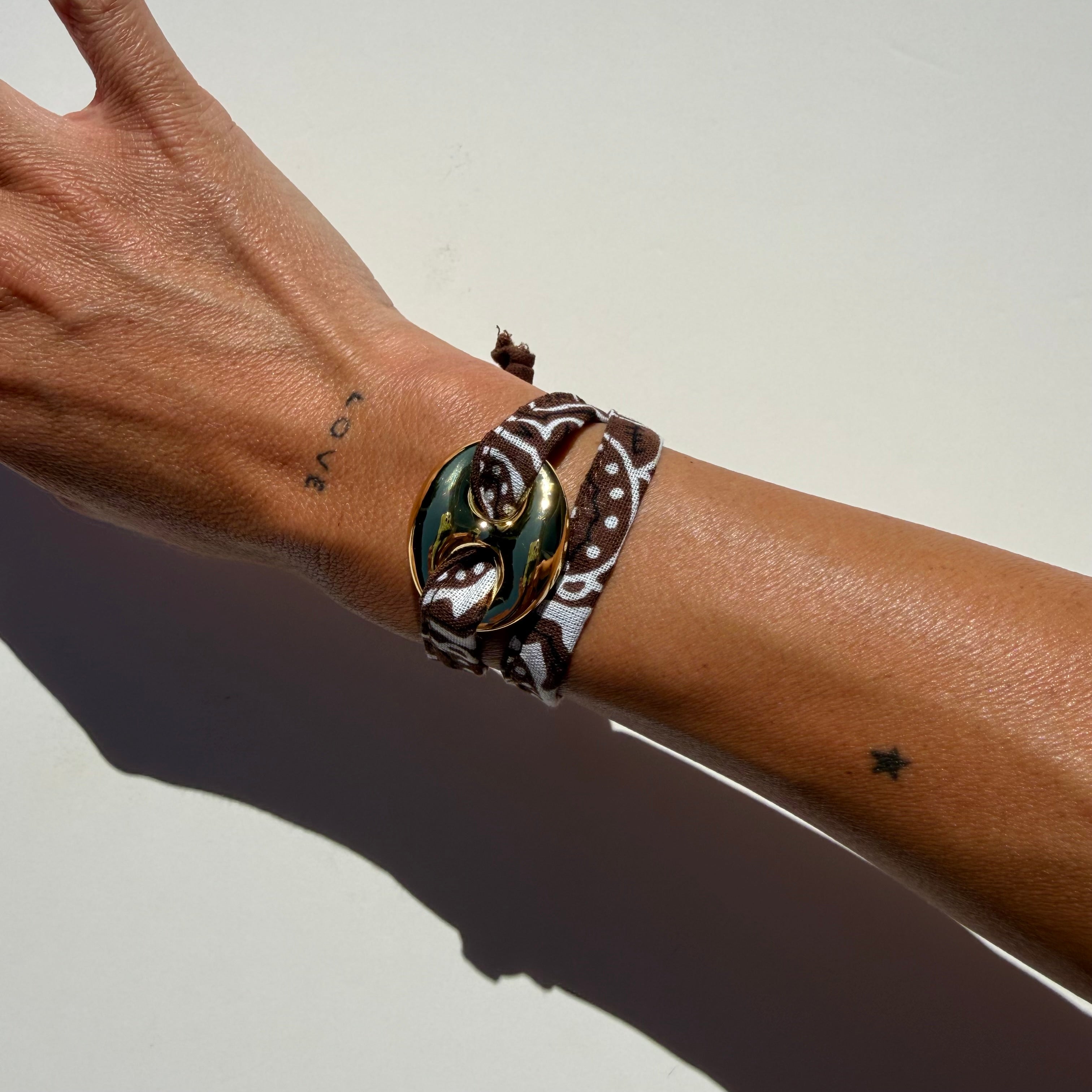 ‘ESPRESSO’ BROWN BANDANA WRAP BRACELET BY BOOM BESPOKE