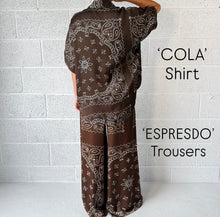 Load image into Gallery viewer, ‘COLA’ BROWN BANDANA SILK SHIRT CO-ORD