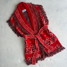 Load image into Gallery viewer, PREORDER ‘HEART’ BANDANA KNIT BELTED LONGLINE SLEEVELESS CARDIGAN