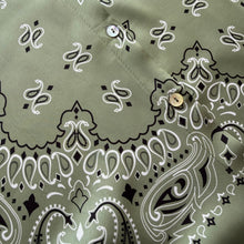 Load image into Gallery viewer, ‘ALOE’ GREEN BANDANA SILK MAXI SHIRT DRESS