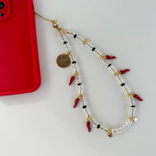 Load image into Gallery viewer, ‘SPICY’ CHILLI CRYSTAL BOOM BESPOKE PHONE BEADS