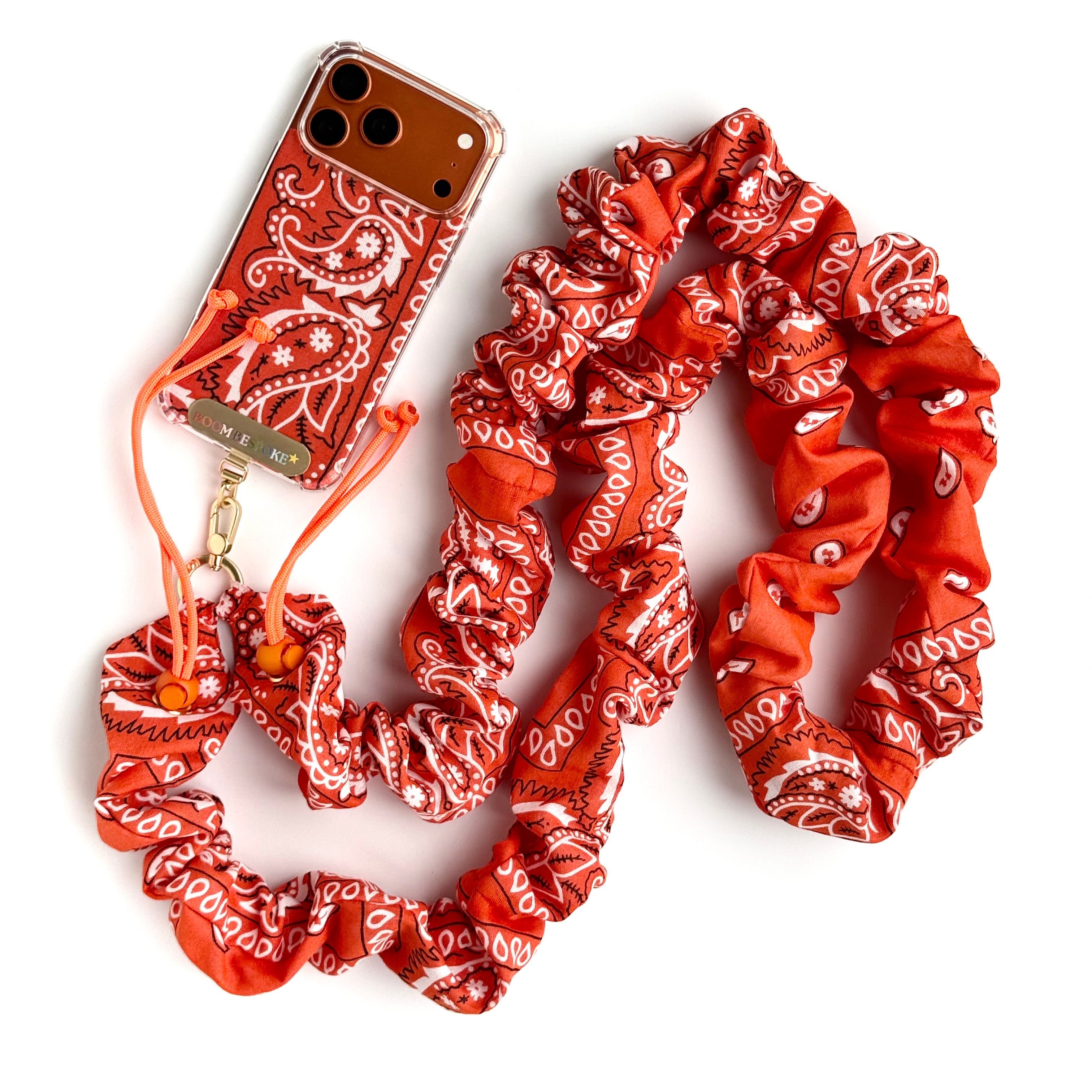 ORANGE BANDANA ADJUSTABLE CROSSBODY PHONE STRAP
