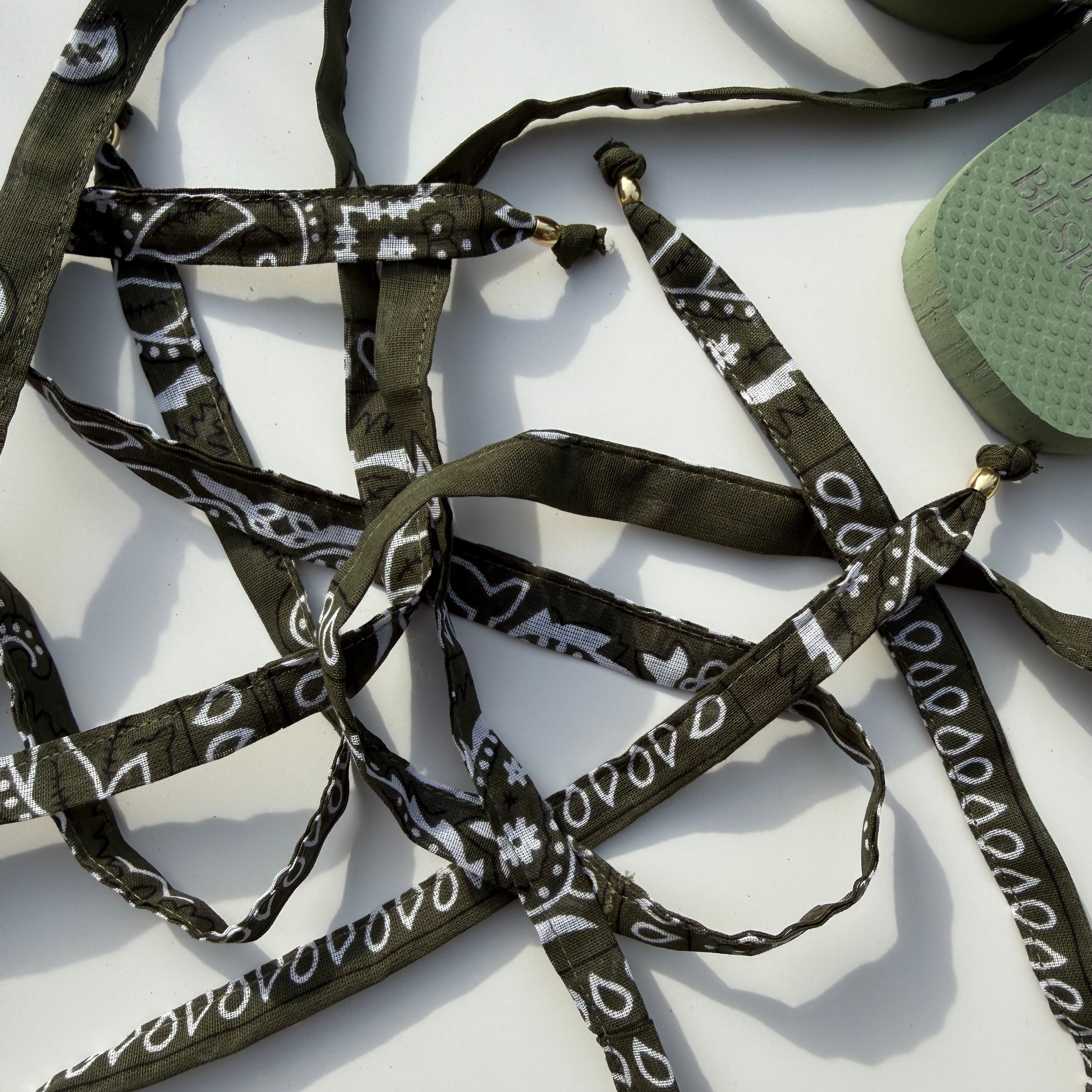 ‘SAGE’ GREEN BANDANA HAVAIANAS TOP FLIP FLOPS BY BOOM BESPOKE