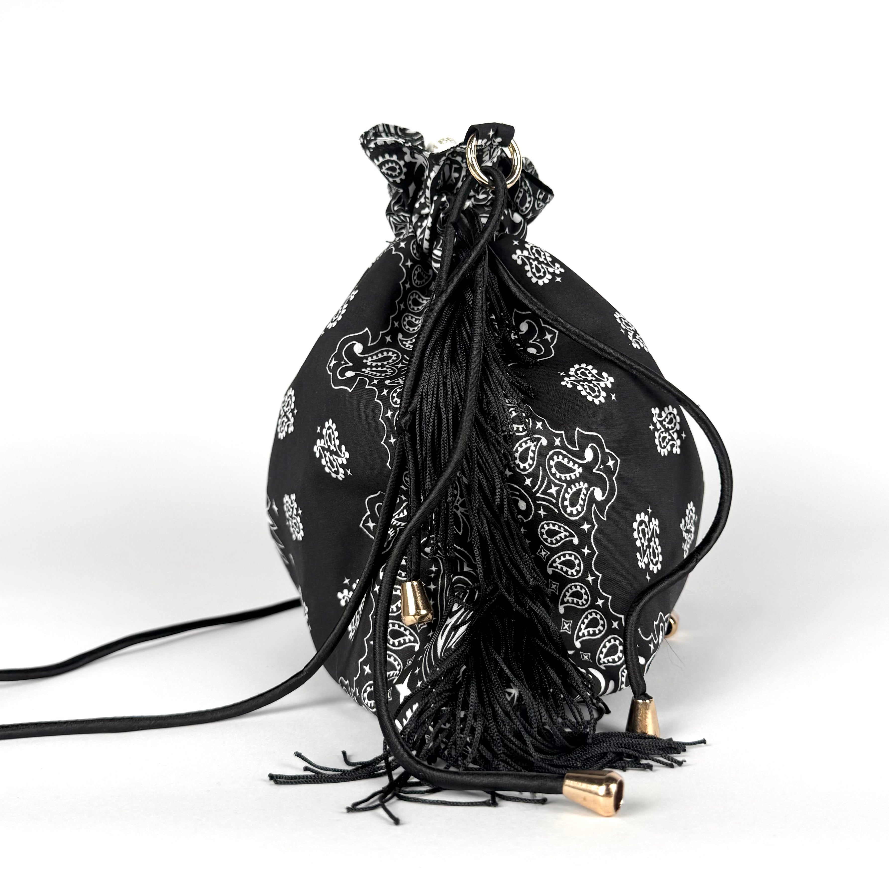 'CAVIAR' BLACK BANDANA POUCH BAG