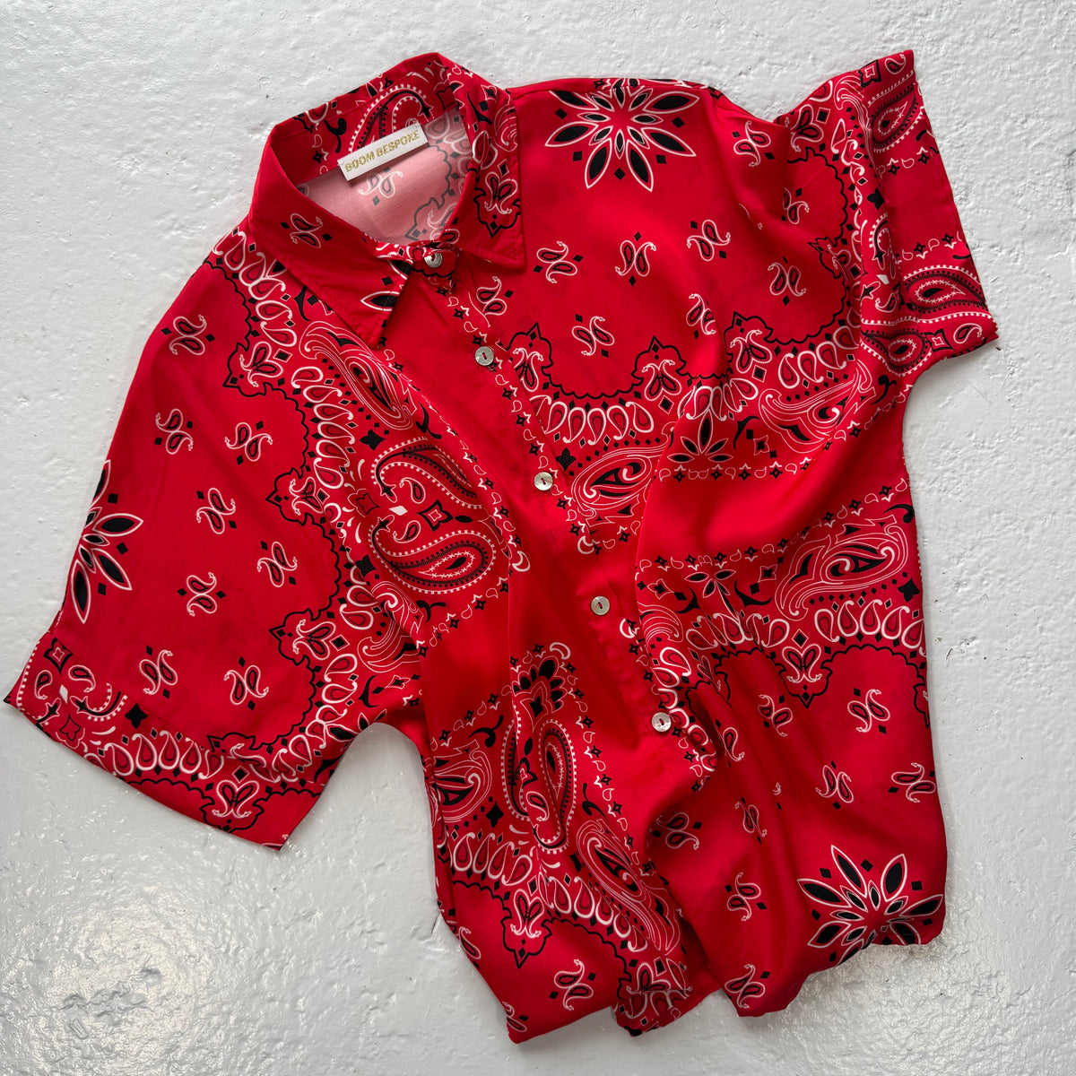‘CHERRY’ RED BANDANA SILK SHIRT CO-ORD