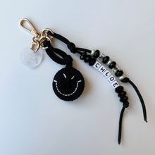 Load image into Gallery viewer, BLACK SMILEY BOOM BESPOKE BAG CHARM/KEYRING