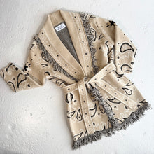 Load image into Gallery viewer, ‘SAND’ BANDANA KNIT BELTED LONGLINE CARDIGAN