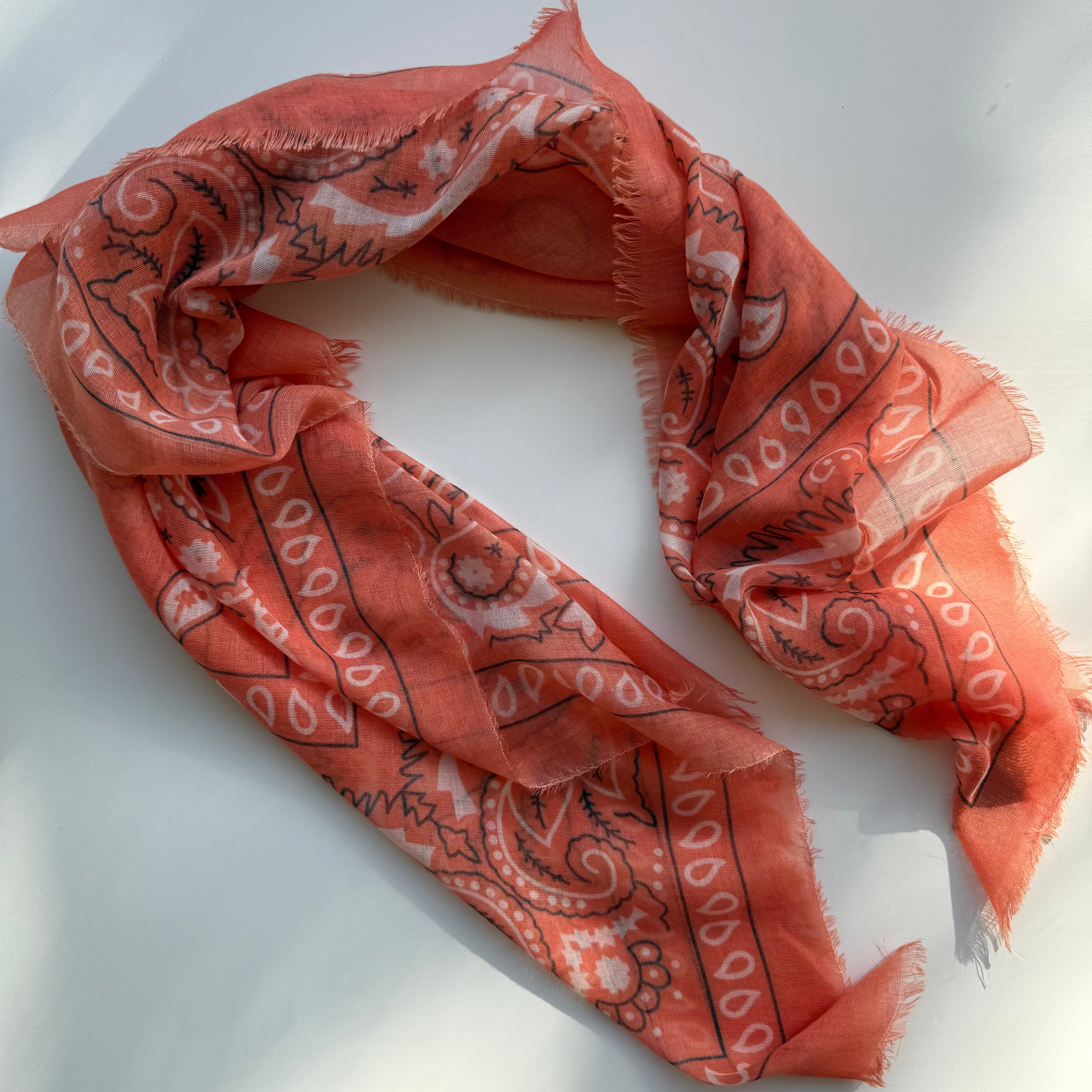 ‘TANGERINE’ ORANGE THE MULTIWAY SQUARE BANDANA SCARF