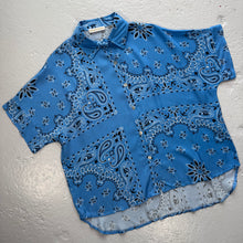 Load image into Gallery viewer, ‘AZURE’ BLUE BANDANA SILK SHIRT CO-ORD
