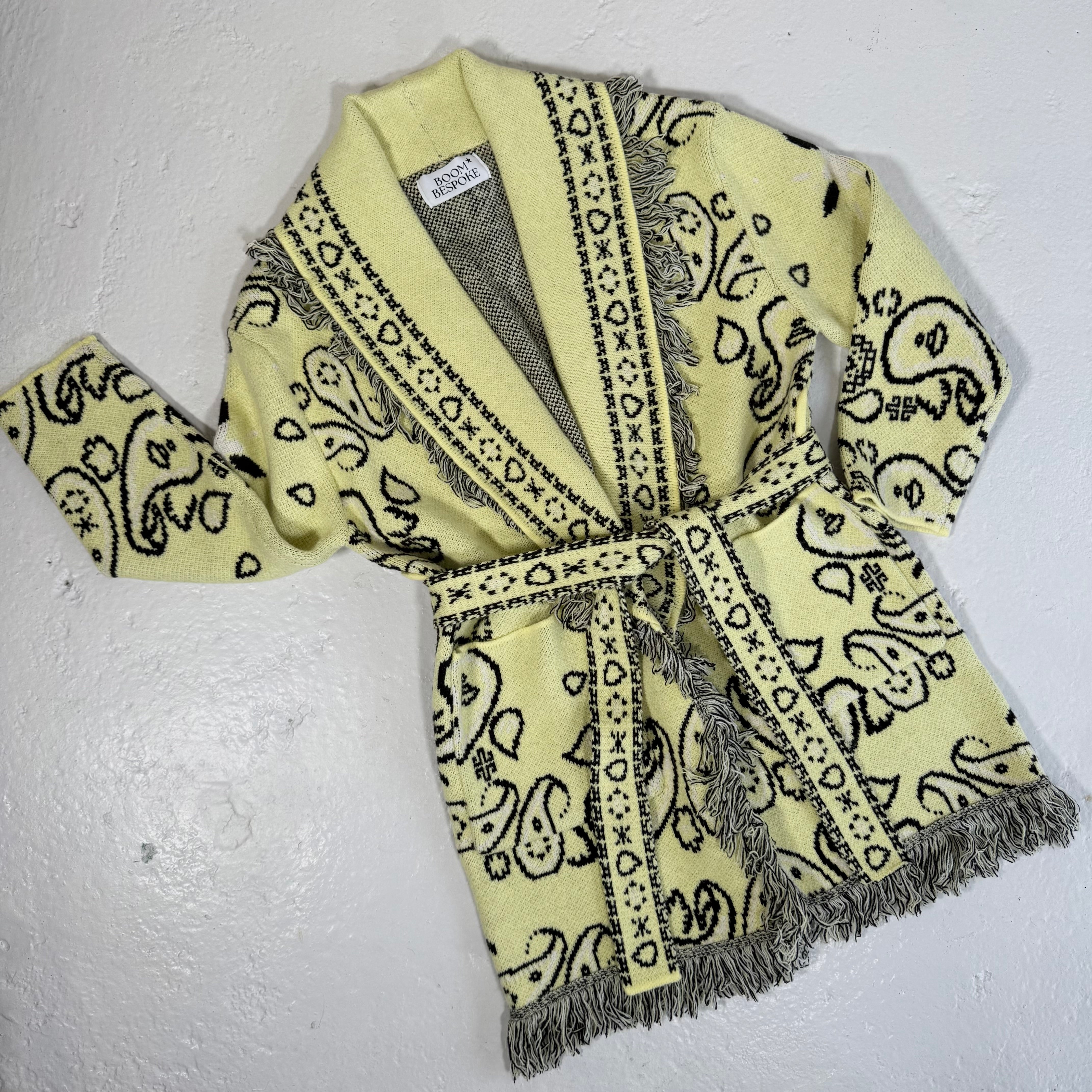 ‘BUTTER’ BANDANA KNIT BELTED LONGLINE CARDIGAN